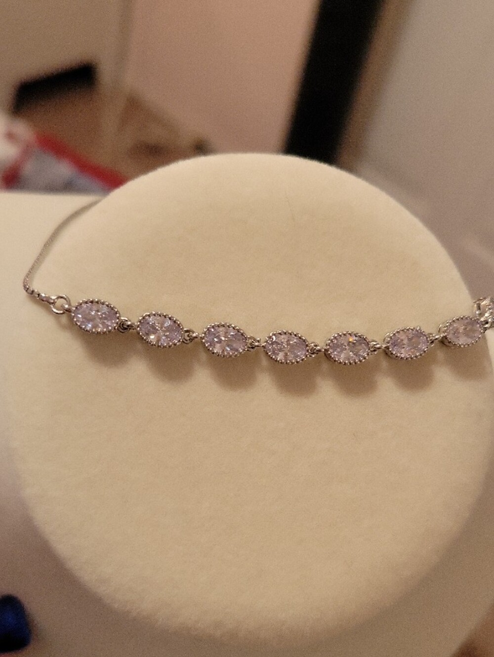 18k White Gold Plated Crystal Link Bracelet - Picture 3 of 4